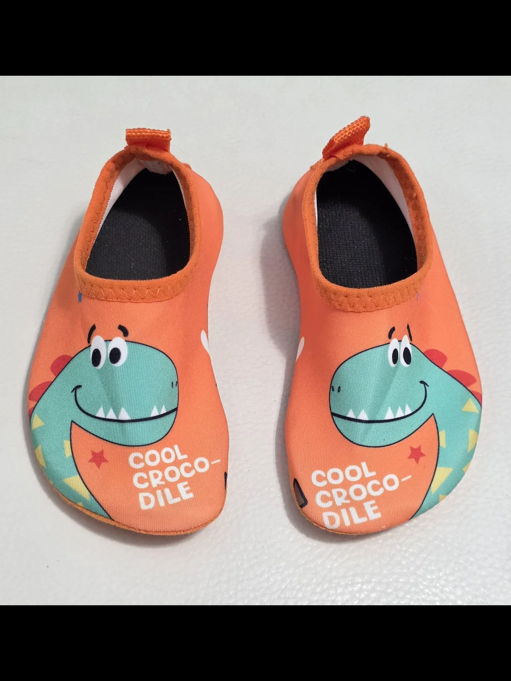Kids Orange 'Cool Crocodile' Slip-On Water Shoes Size 5½ 6 Toddler Or 24/25 Asia